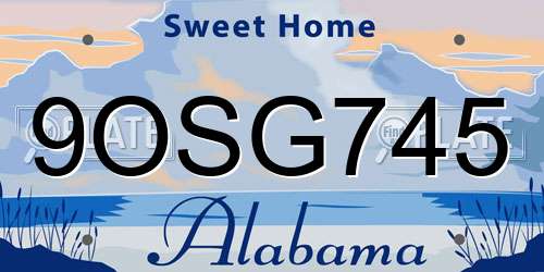 9OSG745 Alabama License Plate