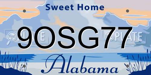 9OSG77 Alabama License Plate
