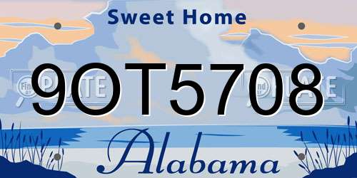 9OT5708 Alabama License Plate