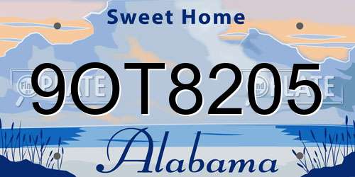 9OT8205 Alabama License Plate