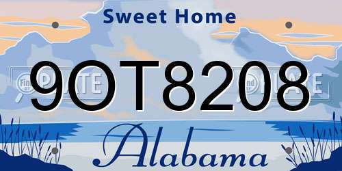9OT8208 Alabama License Plate