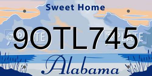9OTL745 Alabama License Plate