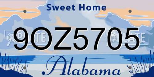 9OZ5705 Alabama License Plate