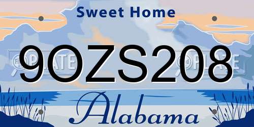 9OZS208 Alabama License Plate