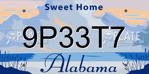 9P33T7 Alabama License Plate