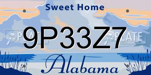 9P33Z7 Alabama License Plate