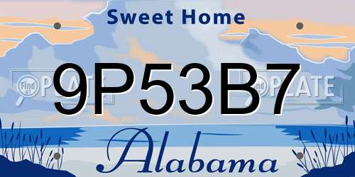9P53B7 Alabama License Plate