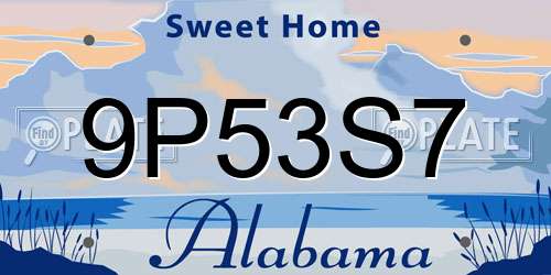 9P53S7 Alabama License Plate