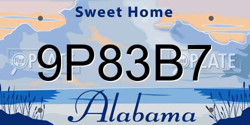 9P83B7 Alabama License Plate