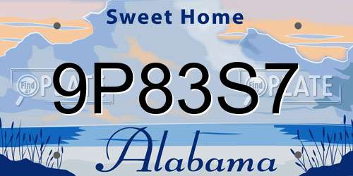 9P83S7 Alabama License Plate