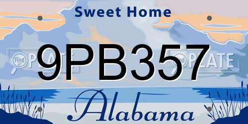 9PB357 Alabama License Plate