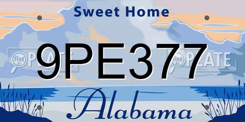 9PE377 Alabama License Plate