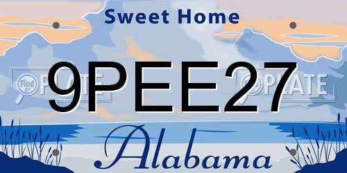 9PEE27 Alabama License Plate