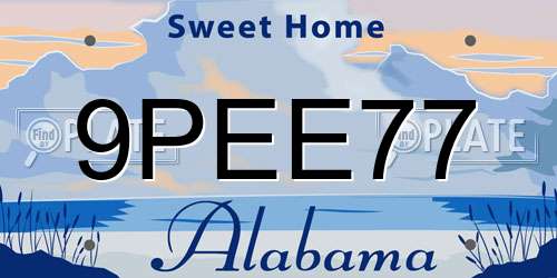 9PEE77 Alabama License Plate