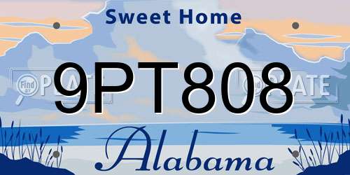 9PT808 Alabama License Plate