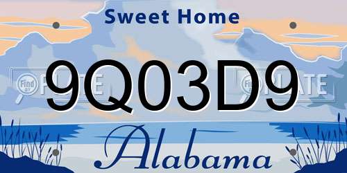 9Q03D9 Alabama License Plate