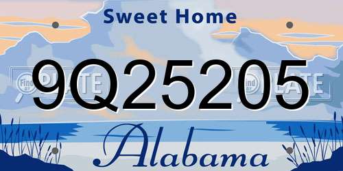 9Q25205 Alabama License Plate