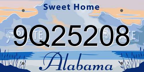 9Q25208 Alabama License Plate