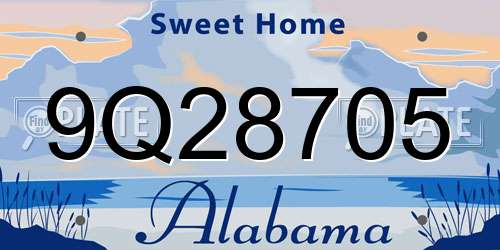 9Q28705 Alabama License Plate