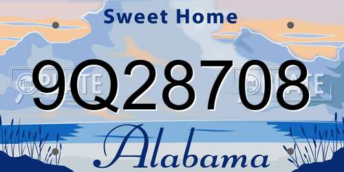 9Q28708 Alabama License Plate