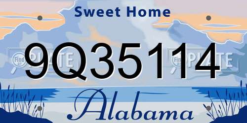 9Q35114 Alabama License Plate