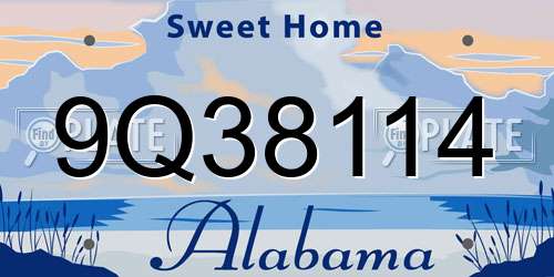 9Q38114 Alabama License Plate