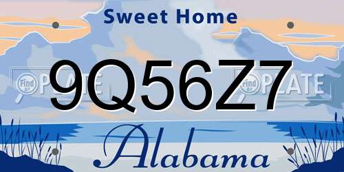 9Q56Z7 Alabama License Plate