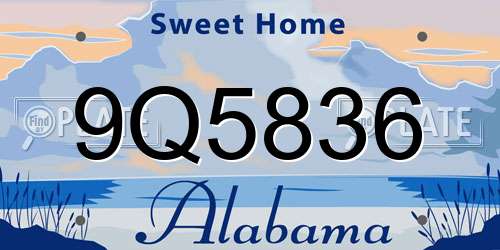 9Q5836 Alabama License Plate