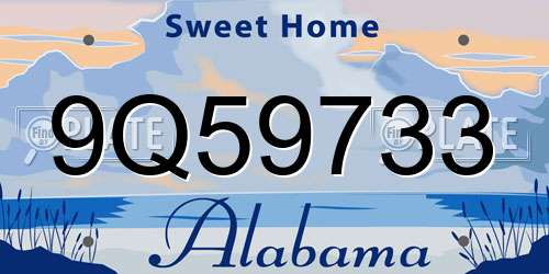 9Q59733 Alabama License Plate