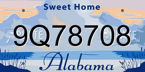 9Q78708 Alabama License Plate