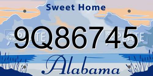9Q86745 Alabama License Plate