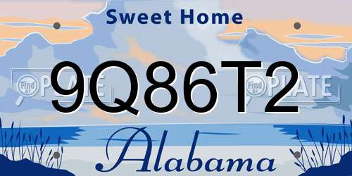 9Q86T2 Alabama License Plate