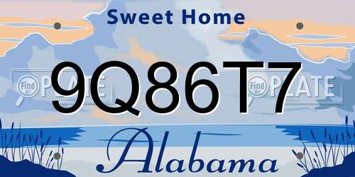 9Q86T7 Alabama License Plate