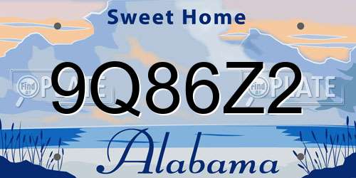 9Q86Z2 Alabama License Plate