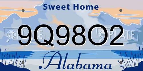 9Q98O2 Alabama License Plate