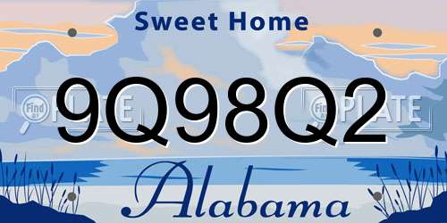 9Q98Q2 Alabama License Plate