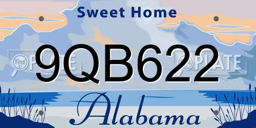 9QB622 Alabama License Plate