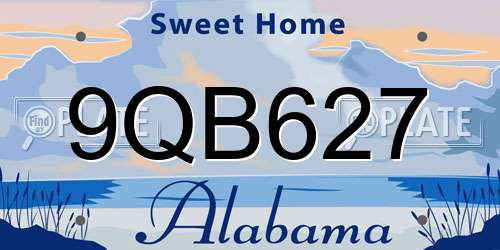 9QB627 Alabama License Plate