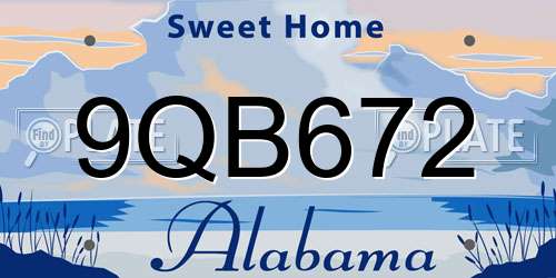 9QB672 Alabama License Plate