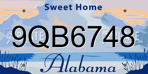 9QB6748 Alabama License Plate
