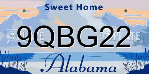 9QBG22 Alabama License Plate