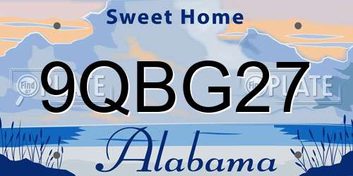 9QBG27 Alabama License Plate