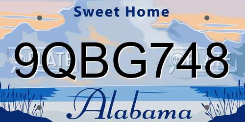 9QBG748 Alabama License Plate