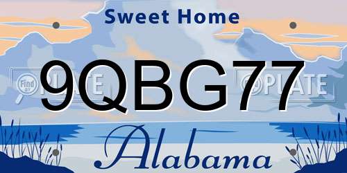 9QBG77 Alabama License Plate