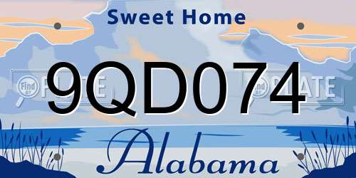 9QD074 Alabama License Plate