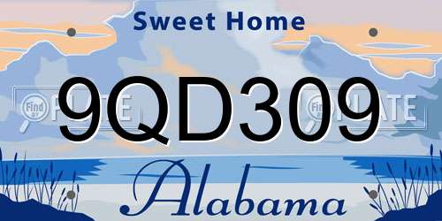 9QD309 Alabama License Plate