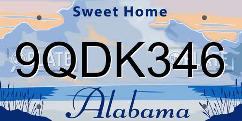 9QDK346 Alabama License Plate