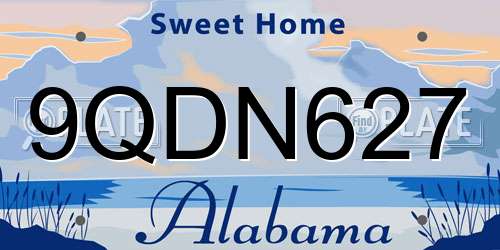 9QDN627 Alabama License Plate