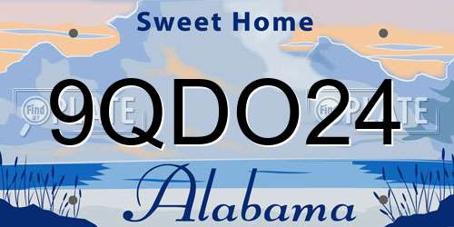 9QDO24 Alabama License Plate