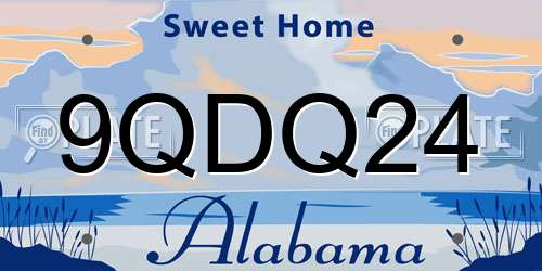 9QDQ24 Alabama License Plate